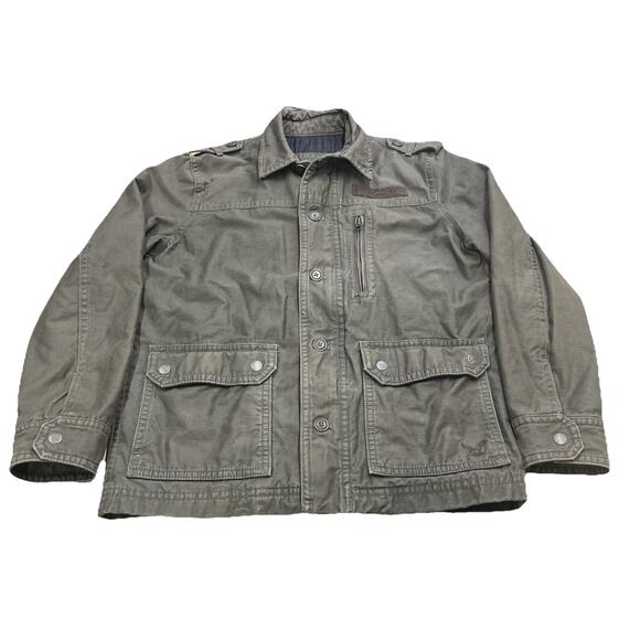 American Eagle Y2K Field Jacket Green Military Chore Men's Medium Distressed - Picture 1 of 16